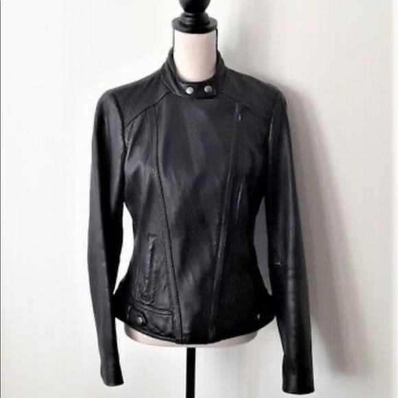 Michael Kors Genuine Leather Moto Jacket - Picture 2 of 8
